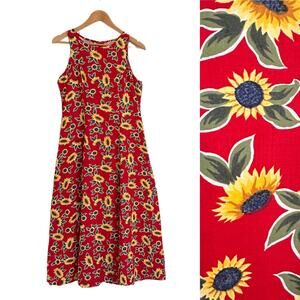 Vintage NWT 80s 90s Sunflower Maxi Dress Corset Back Size 7/8 Rayon Jay Jacobs